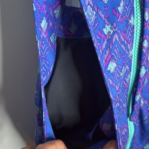 Title Nine Nimblene Blue/Purple Pink Geometric Print Racerback Dress W1011 Sz 6 - Picture 6 of 9